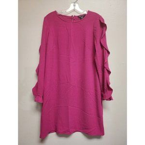 Maggy London Pink Dress Size 6 Ruffle Long Sleeve Dress